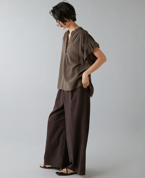 袖フリルブラウス 詳細画像 ブラウン 6