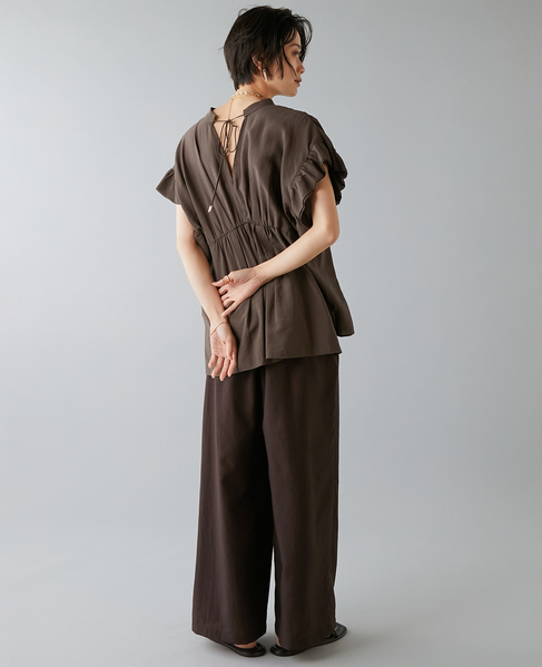 袖フリルブラウス 詳細画像 ブラウン 7