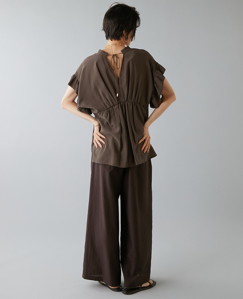 袖フリルブラウス 詳細画像 ブラウン 8