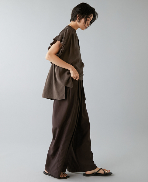 袖フリルブラウス 詳細画像 ブラウン 9