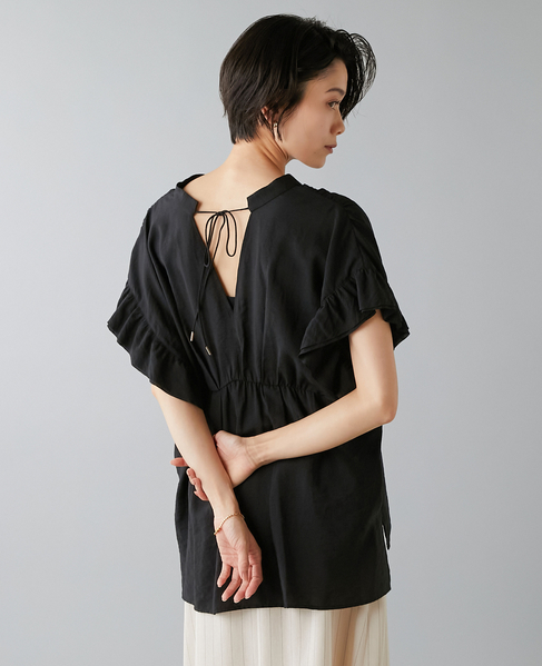 袖フリルブラウス 詳細画像 ブラック 1