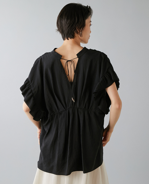 袖フリルブラウス 詳細画像 ブラック 4
