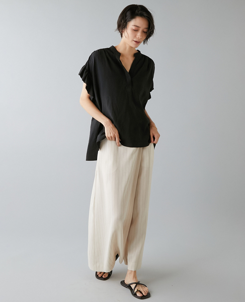 袖フリルブラウス 詳細画像 ブラック 7