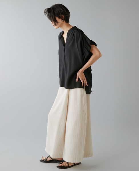 袖フリルブラウス 詳細画像 ブラック 8