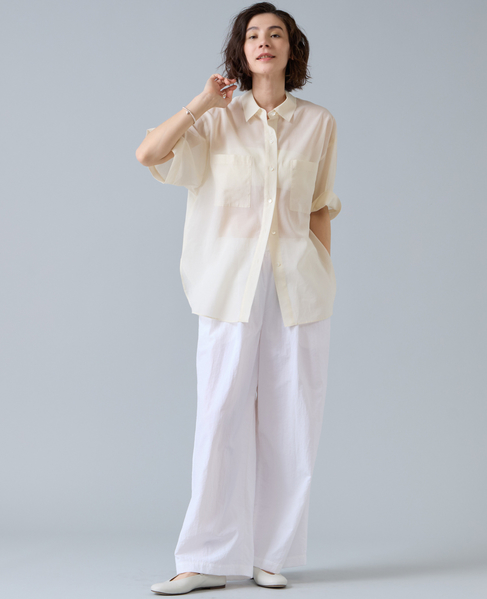 コットンオーガンジーシアーシャツ 詳細画像 オフホワイト 4