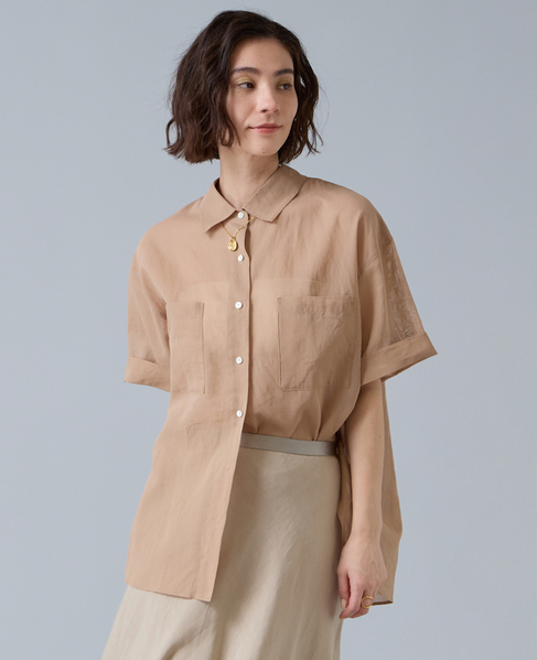 コットンオーガンジーシアーシャツ 詳細画像 ベージュ 1