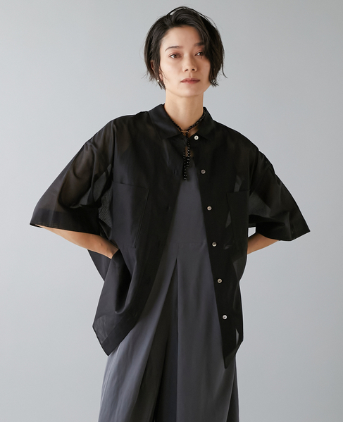コットンオーガンジーシアーシャツ 詳細画像 ブラック 1