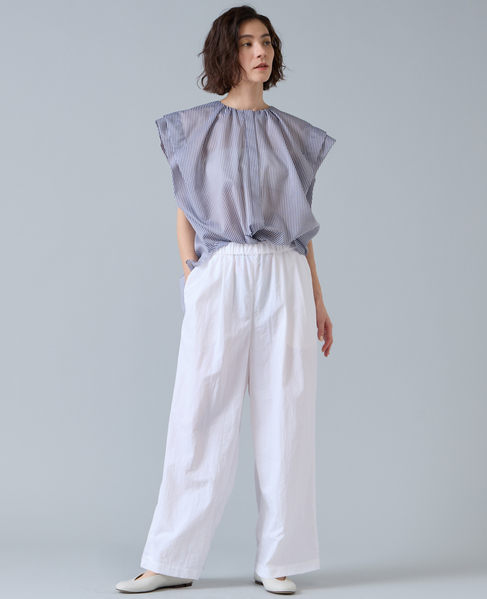 シアーフリルブラウス 詳細画像 ネイビー&times;ホワイト 2