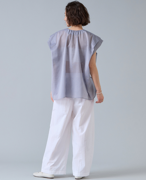 シアーフリルブラウス 詳細画像 ネイビー&times;ホワイト 7