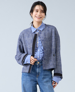 ノーカラーツイードジャケット