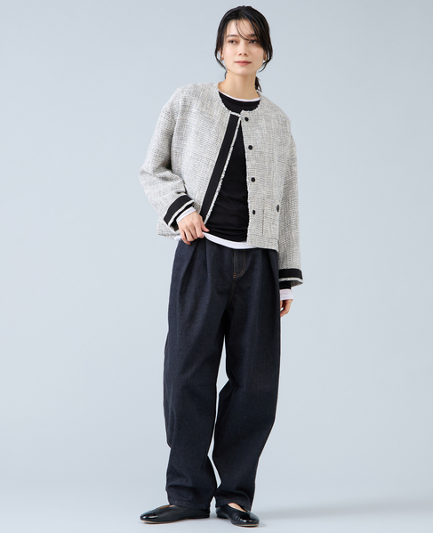 ノーカラーツイードジャケット 詳細画像 ホワイト×ブラック 11