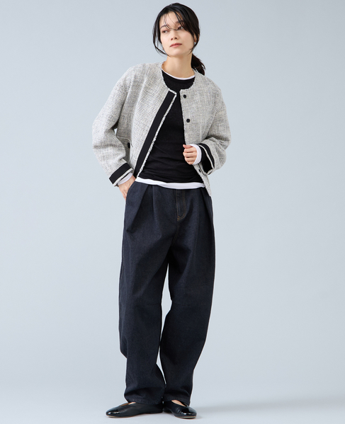 ノーカラーツイードジャケット 詳細画像 ホワイト×ブラック 14