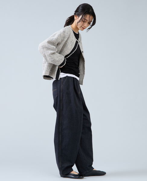 ノーカラーツイードジャケット 詳細画像 ホワイト×ブラック 18