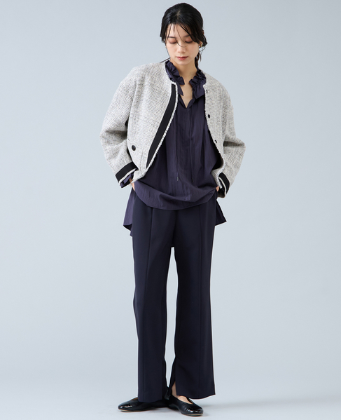 ノーカラーツイードジャケット 詳細画像 ホワイト×ブラック 2