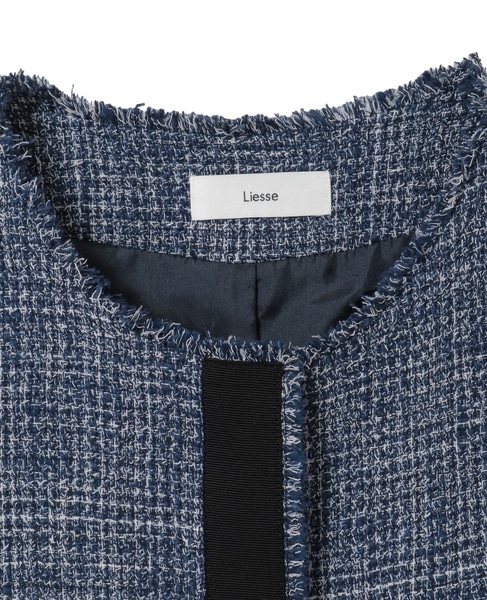 ノーカラーツイードジャケット 詳細画像 ホワイト×ネイビー 12