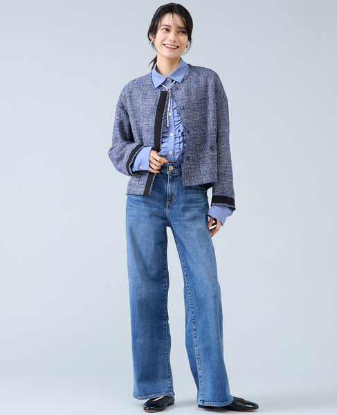 ノーカラーツイードジャケット 詳細画像 ホワイト×ネイビー 2