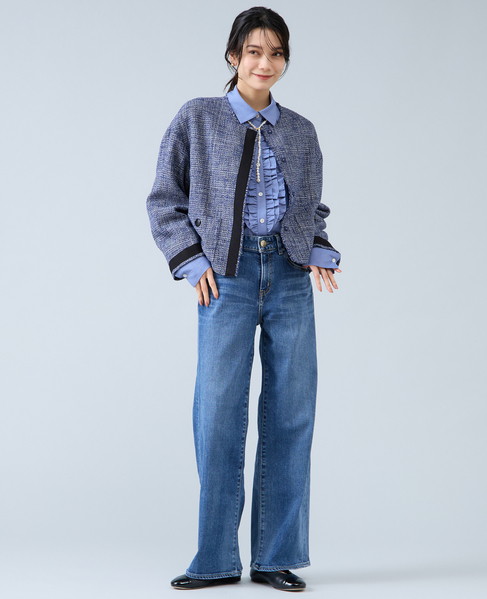 ノーカラーツイードジャケット 詳細画像 ホワイト×ネイビー 3