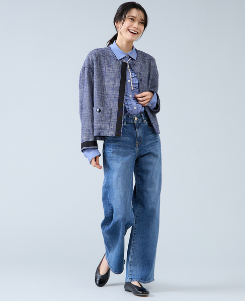 ノーカラーツイードジャケット 詳細画像 ホワイト×ネイビー 5