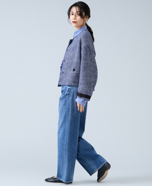 ノーカラーツイードジャケット 詳細画像 ホワイト×ネイビー 8