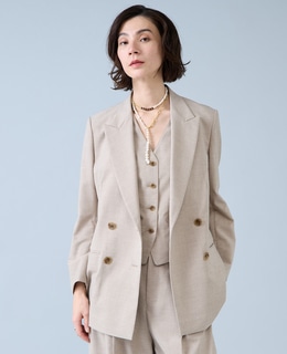 麻調ピークドダブルジャケット