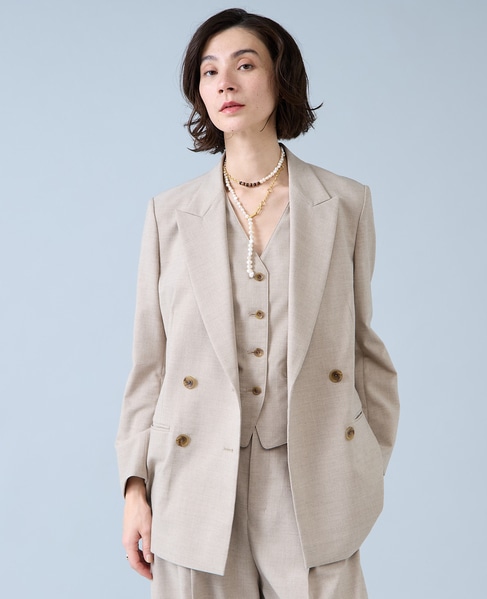 麻調ピークドダブルジャケット 詳細画像 ナチュラル 1