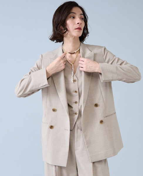 麻調ピークドダブルジャケット 詳細画像 ナチュラル 2