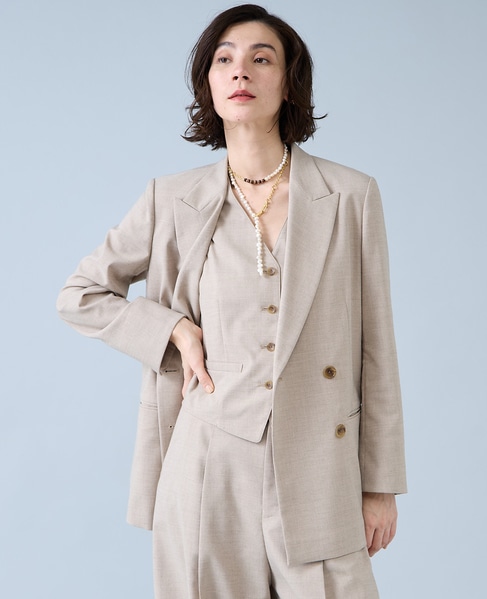 麻調ピークドダブルジャケット 詳細画像 ナチュラル 3