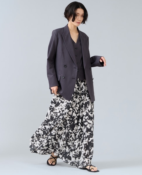 麻調ピークドダブルジャケット 詳細画像 チャコールグレー 4