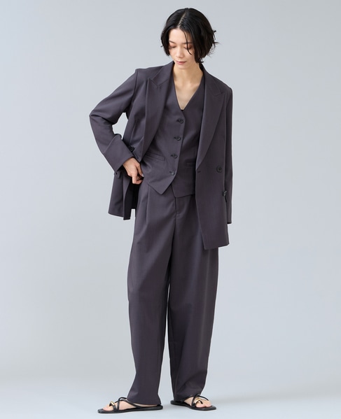 麻調ピークドダブルジャケット 詳細画像 チャコールグレー 5