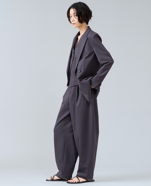 麻調ピークドダブルジャケット 詳細画像 チャコールグレー 7