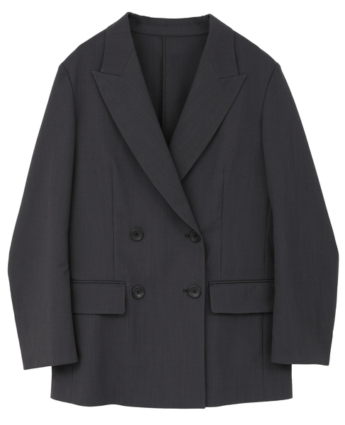 麻調ピークドダブルジャケット 詳細画像 チャコールグレー 8