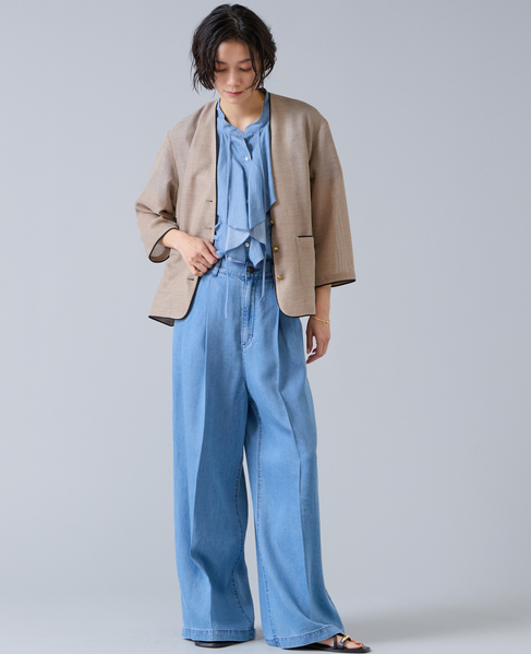 麻調バイカラーメッシュジャケット 詳細画像 生成り 4