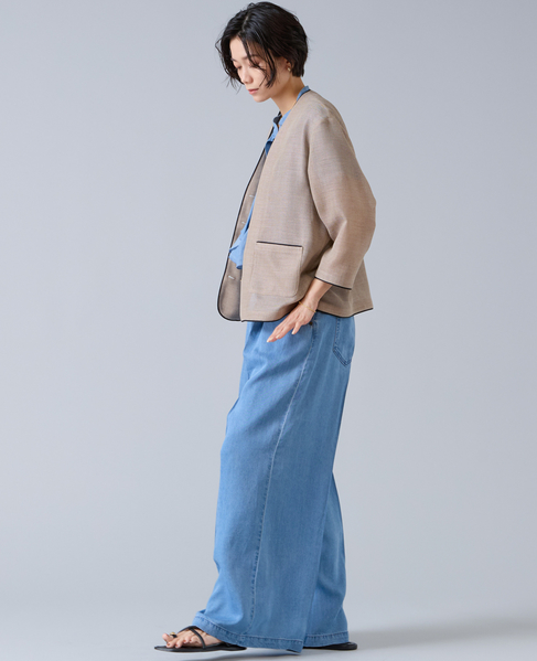 麻調バイカラーメッシュジャケット 詳細画像 生成り 6