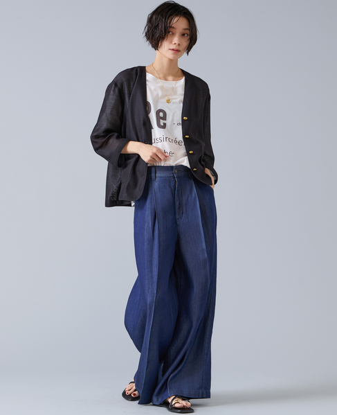 麻調バイカラーメッシュジャケット 詳細画像 ネイビー 2