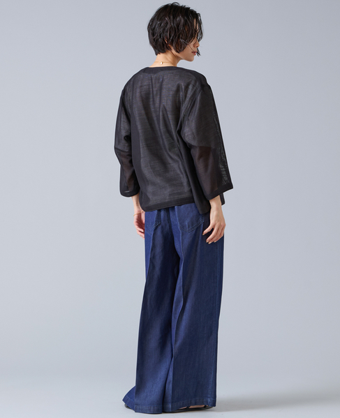 麻調バイカラーメッシュジャケット 詳細画像 ネイビー 5