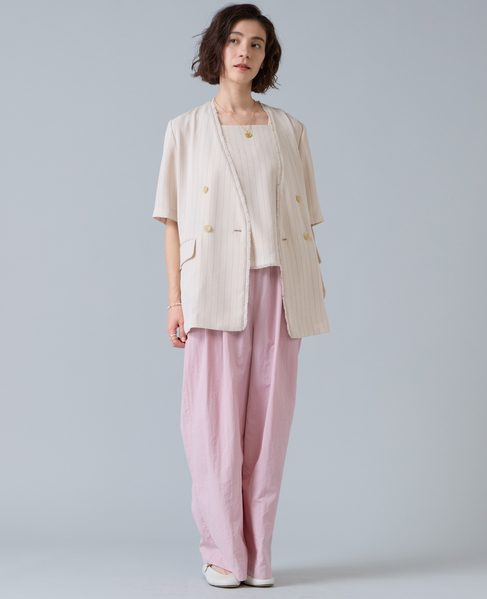 麻調ハーフスリーブジャケット 詳細画像 アイボリー 4