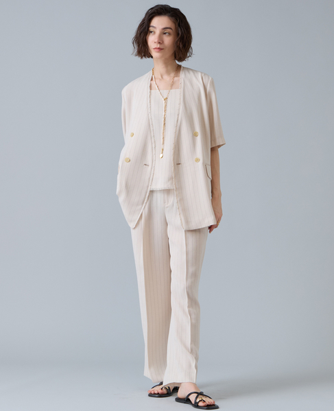 麻調ハーフスリーブジャケット 詳細画像 アイボリー 5