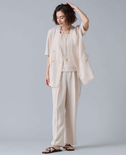 麻調ハーフスリーブジャケット 詳細画像 アイボリー 7