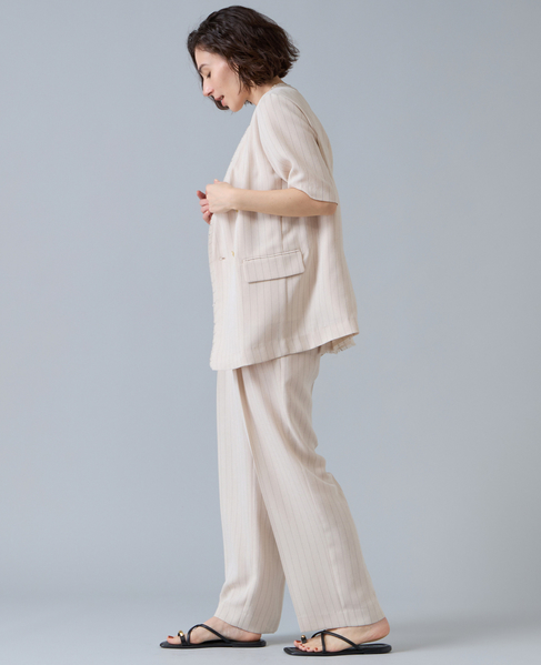 麻調ハーフスリーブジャケット 詳細画像 アイボリー 8