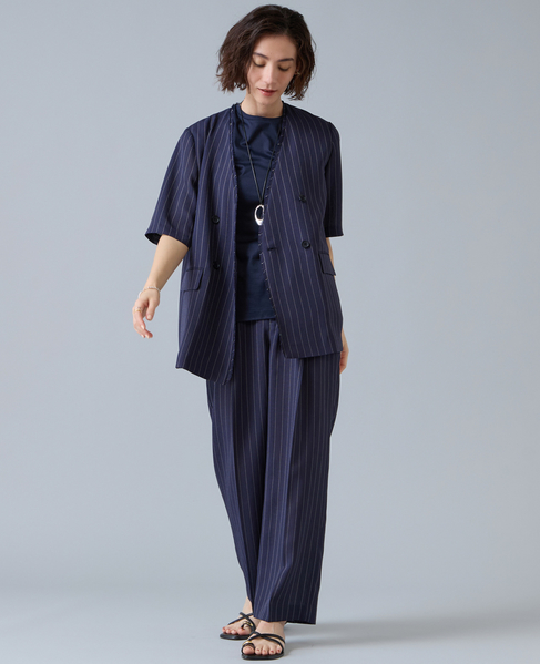 麻調ハーフスリーブジャケット 詳細画像 ネイビー 7