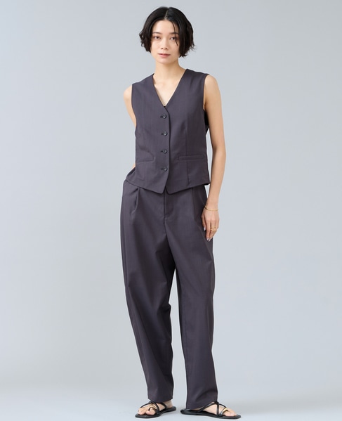 麻調カーブパンツ 詳細画像 チャコールグレー 2