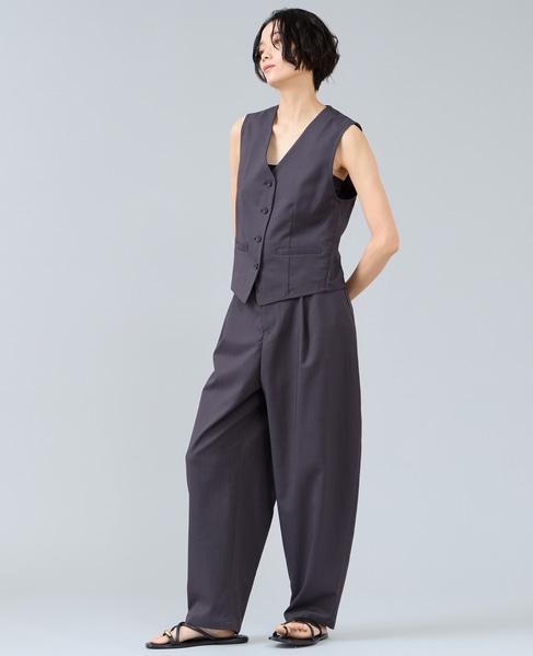 麻調カーブパンツ 詳細画像 チャコールグレー 3