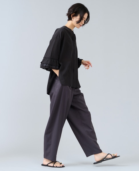 麻調カーブパンツ 詳細画像 チャコールグレー 6