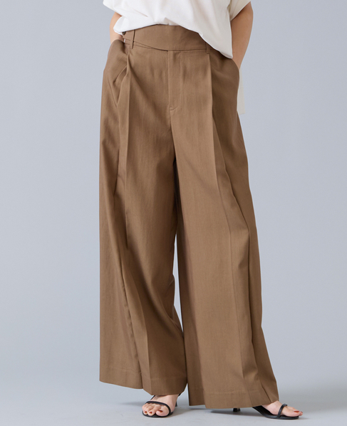 テンセルナイロンタックワイドパンツ 詳細画像 モカ 1