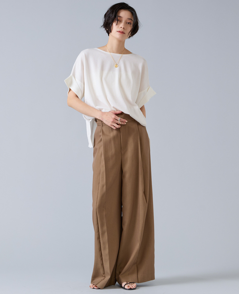 テンセルナイロンタックワイドパンツ 詳細画像 モカ 5