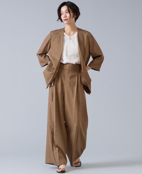 テンセルナイロンタックワイドパンツ 詳細画像 モカ 7