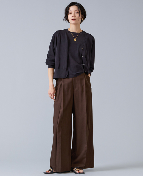 テンセルナイロンタックワイドパンツ 詳細画像 ブラウン 11