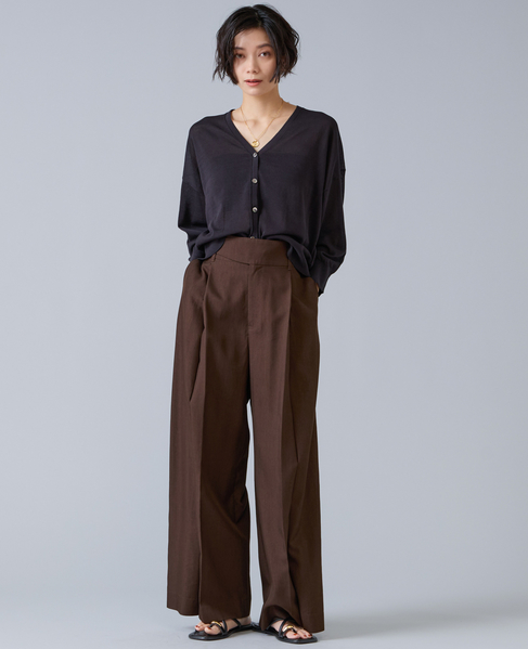 テンセルナイロンタックワイドパンツ 詳細画像 ブラウン 12