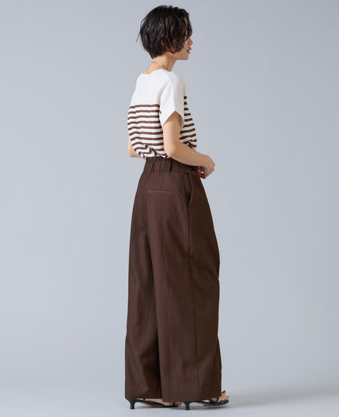 テンセルナイロンタックワイドパンツ 詳細画像 ブラウン 3