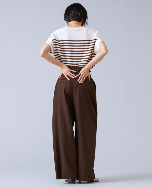 テンセルナイロンタックワイドパンツ 詳細画像 ブラウン 4